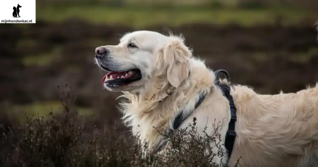 Dierenarts controleert de gezondheid van een Golden Retriever kruising