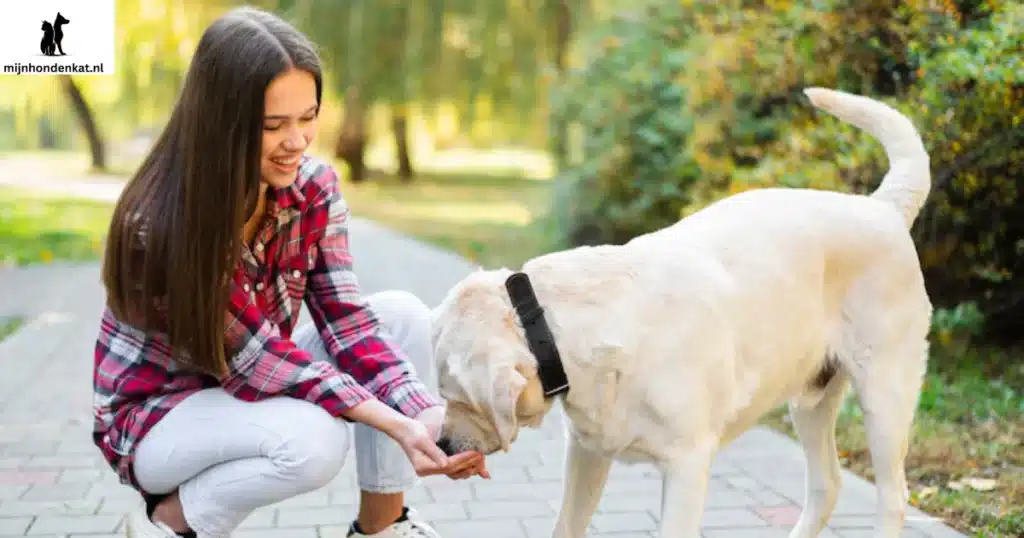 Close-up van ogen van Retriever mix tijdens gezondheidscontrole